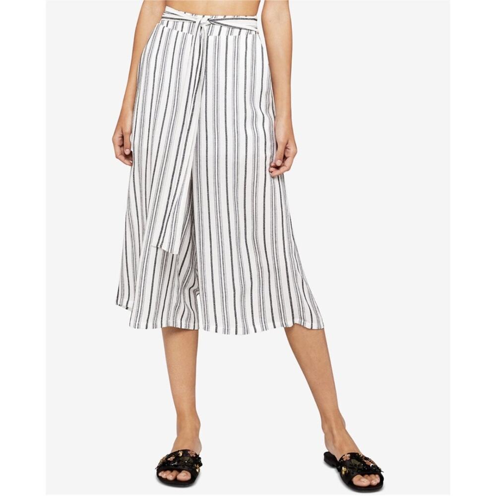 New BCBGeneration White /Black Striped Tie-Front Gaucho Pants Women's Size S